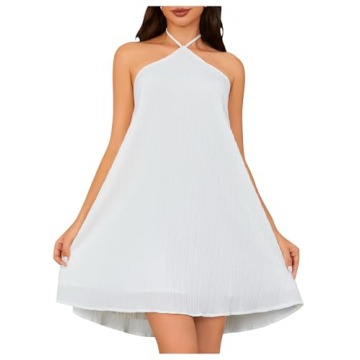 OYOANGLE Women's Sleeveless Halter Backless Summer Dress
