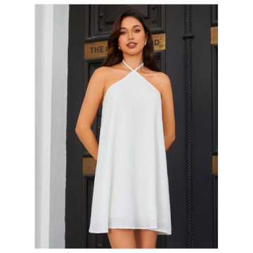 OYOANGLE Women's Sleeveless Halter Backless Summer Dress