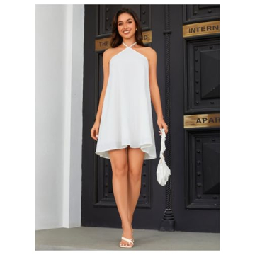 OYOANGLE Women's Sleeveless Halter Backless Summer Dress