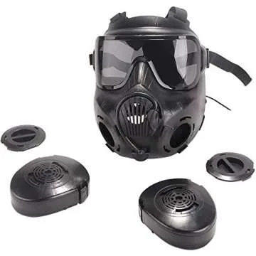 M50 Airsoft Protective Gas Mask Tactical, Full Face Eye Protection Goggles Dummy Toxic Skull Gas Mask with Filter Fans for BB Gun Game Cosplay Halloween Masquerade Costume Props, No Anti-Gas Function