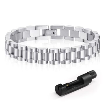 MPRAINBOW Women Gold Thick Link Bracelet - Stainless Steel Watch Band Chain Wristband Jewelry with A...