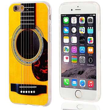 VoMotec iPhone 6s Plus Case,iPhone 6 Plus Case, [Cute series] Anti-scratch Slim Flexible Soft TPU Protective Shell Cover Case for iPhone 6 6s Plus 5.5,funny yellow Acoustic guitar