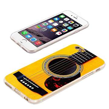 VoMotec iPhone 6s Plus Case,iPhone 6 Plus Case, [Cute series] Anti-scratch Slim Flexible Soft TPU Protective Shell Cover Case for iPhone 6 6s Plus 5.5,funny yellow Acoustic guitar