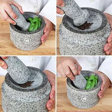 Premium Laevo Mortar and Pestle Set - Gray Granite Kitchen Tool