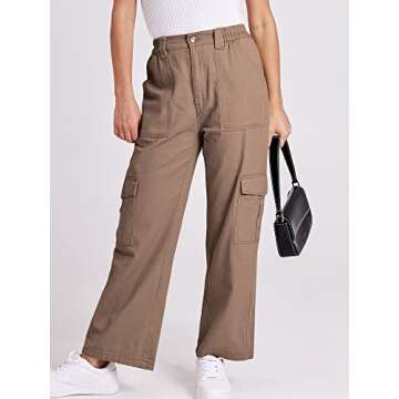 ANRABESS Women's Cargo Pants High Waisted Baggy Multiple Pockets Casual Trendy Fashion Relaxed Fit Y...