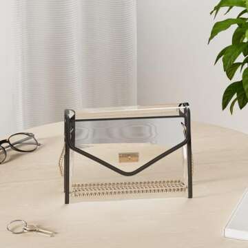 Clear Purse for Women Stadium Approved, Clear Crossbody Bag with Leather Edging for Concert Sports E...