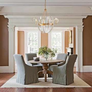 Longree Chic Antique Crystal Foral Chandelier, Gild Gold and Clear Hand Blown Glass Pendant Light Fixture for Living Room, Dining Area, Bedroom, Entryway, Foyer, Lobby, LR1526