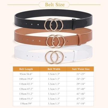 SUOSDEY Fashion Double O-Ring Women Leather Belts