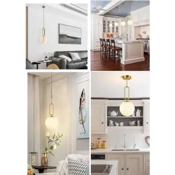 Wireless Pendant Lights Battery Operated Set of 2,USB Rechargeable Hanging Light with Remote Timer,Modern Globe Glass Gold Pendant Lighting Fixture for Bedroom Kitchen Island Dining Room