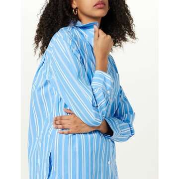 The Drop Women's Kendra Poplin Loose-Fit Long Shirt