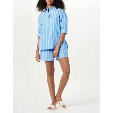 The Drop Women's Kendra Poplin Loose-Fit Long Shirt