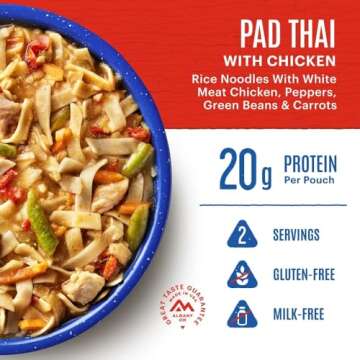 Mountain House Pad Thai with Chicken | Freeze Dried Backpacking & Camping Food |2 Servings | Gluten-Free