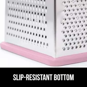 GORILLA GRIP 4-Sided 100% BPA-Free Cheese Grater With Container, Stainless Steel XL Box Grater, Parmesan Shredder, Grate Cheeses, Shred Veggies, Slip Resistant Handle, Dishwasher Safe Zester, Pink