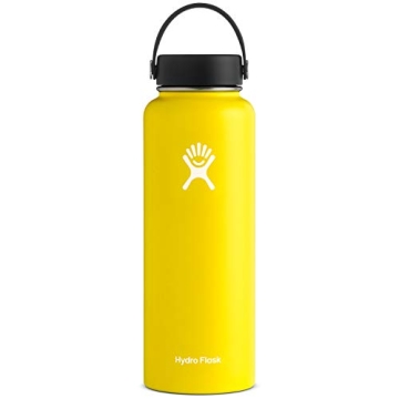 Hydro Flask Water Bottle - Stainless Steel & Vacuum Insulated - Wide Mouth with Leak Proof Flex Cap - 40 oz, Lemon
