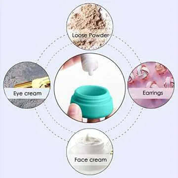 Cosywell Travel Containers Sets Silicone & PP Cream Jars for Toiletries Empty Lotion Leak-proof & TSA Approved Bottles Accessories with Hard Sealed Lids for Cosmetic Makeup Face Cream (9 Jars)