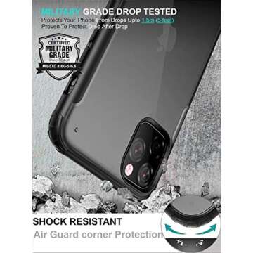 ZILLKO Compatible with iPhone 11 Pro Max Case - Military Grade Drop Protection - Shockproof Armor - Scratch Resistant - Lightweight - Slim Protective - Designed for iPhone 11 Pro Max 6.5" (Black)