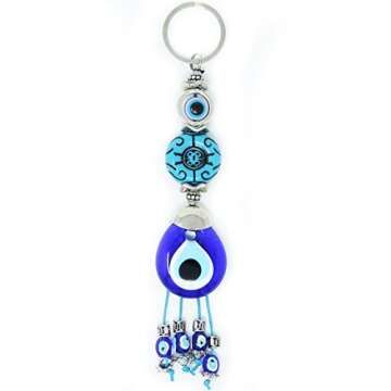 Evil Eye Keychain Set Women & Men Turkish Greek Key Rings Protection Lucky Charm