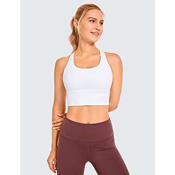 CRZ YOGA Strappy Longline Sports Bras for Women - Wirefree Padded Criss Cross Yoga Cropped Tank Tops...