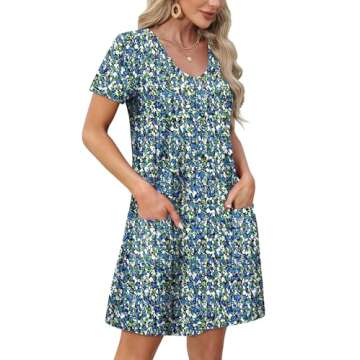OFEEFAN Casual Summer Dress with Pockets for Women