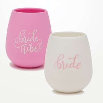 Stylish Silicone Wine Glasses for Bridal Parties - 10 Pack