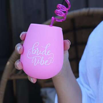 Stylish Silicone Wine Glasses for Bridal Parties - 10 Pack