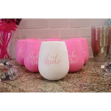 Stylish Silicone Wine Glasses for Bridal Parties - 10 Pack