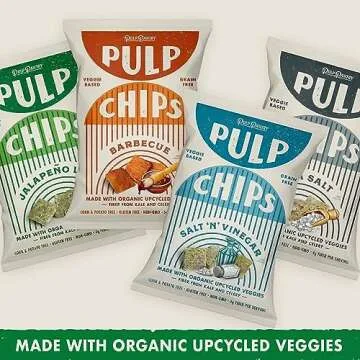 Pulp Pantry Veggie Tortilla Chips, Gluten, Potato and Corn Free, Delicious Snack Food, Seen On Shark Tank! (Sea Salt, Pack of 2)
