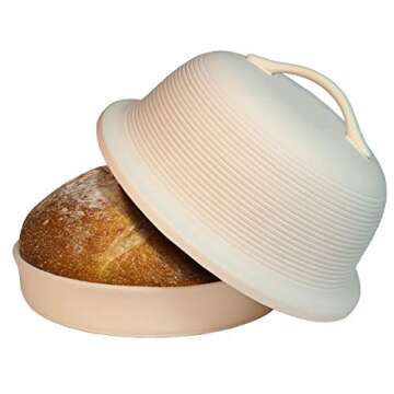 Sassafras Superstone Stoneware La Cloche Bread Baker, Unglazed, Bakes an Artisan Bread with Crusty Crust and a Light Crumb