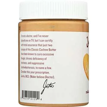 Justin's Classic Cashew Butter, Only Two Ingredients, No Stir, Gluten-free, Non-GMO, Responsibly Sourced, 12oz Jar