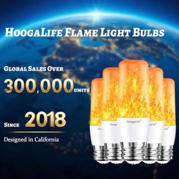 HoogaLife Flame Light Bulbs, E26 Led Flame Light Bulb with Effect of Real Candle Fire Light, 4w Flam...