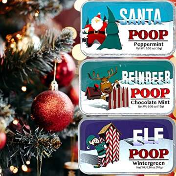 Christmas Poop Mints - Christmas Novelty Candy Mint Tins Gag Gifts (Set Of 3) Funny Christmas Stocki...