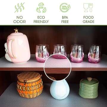 EVALAND 12 INCHES x 20 FEET (236 Inches) Non-Slip Shelf Liner, EVA Kitchen Liner, Non-Adhesive Liner...