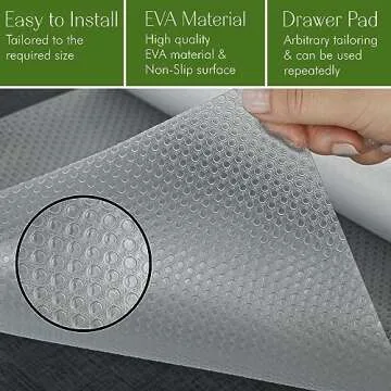 EVALAND 12 INCHES x 20 FEET (236 Inches) Non-Slip Shelf Liner, EVA Kitchen Liner, Non-Adhesive Liner, Original Smooth Shelf Liner, Durable Strong Grip Liner, Stain-Proof Shelf, Drawer, Cabinet Liner