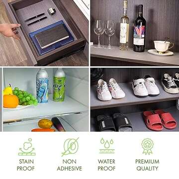 EVALAND 12 INCHES x 20 FEET (236 Inches) Non-Slip Shelf Liner, EVA Kitchen Liner, Non-Adhesive Liner, Original Smooth Shelf Liner, Durable Strong Grip Liner, Stain-Proof Shelf, Drawer, Cabinet Liner