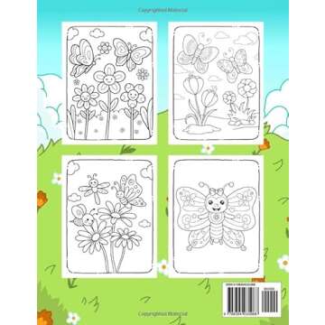 Butterflies and Flowers Coloring Book: Easy and Cute Style Coloring Pages of Different Beautiful But...