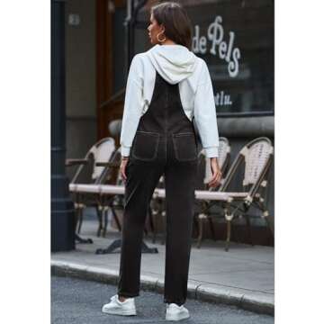 Vetinee Women's Faded Black Overalls for Women Classic Relaxed Fit Womens Bib Overalls Adjustable St...