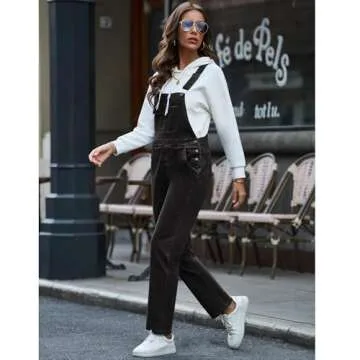 Vetinee Women's Faded Black Overalls for Women Classic Relaxed Fit Womens Bib Overalls Adjustable Straps Denim Jumpsuit for Women High Rise Jean Jumpsuits for Women Fit Size Medium M Size 8 Size 10