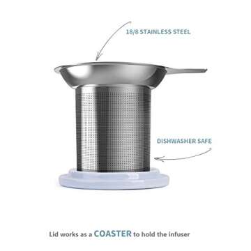 Sweese 16 OZ Porcelain Tea Mug with Infuser and Lid, Loose Leaf Tea Cup, Gifts for Tea Lover, Lilac