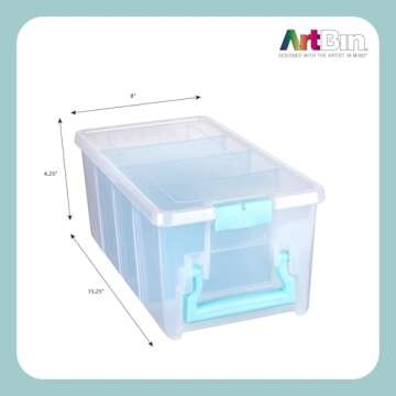 ArtBin Semi Satchel 6925AA Portable Craft Organizer with 3 Dividers - Clear Plastic Storage Case for...