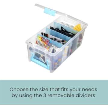 ArtBin Semi Satchel 6925AA Portable Craft Organizer with 3 Dividers - Clear Plastic Storage Case for Art & Craft Supplies