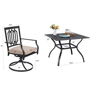 MFSTUDIO 5-Piece Outdoor Dining Set with Swivel Chairs