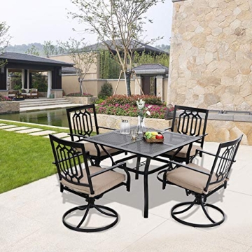 MFSTUDIO 5-Piece Outdoor Dining Set with Swivel Chairs