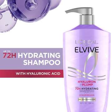 L'Oreal Paris Elvive Hyaluron Plump Shampoo and Conditioner Set for Dehydrated, Dry Hair with Hyalur...