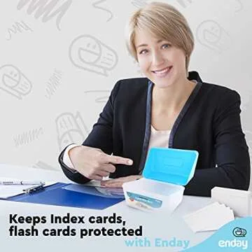 Enday Blue Index Card Holder - Organize 250 Cards