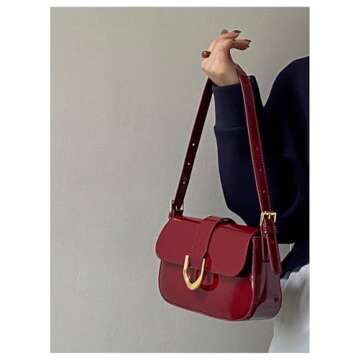 SweatyRocks Women's Vintage PU Leather Shoulder Bags Square Small Crossbody Purses Red One-Size