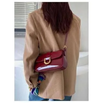 SweatyRocks Women's Vintage PU Leather Shoulder Bags Square Small Crossbody Purses Red One-Size
