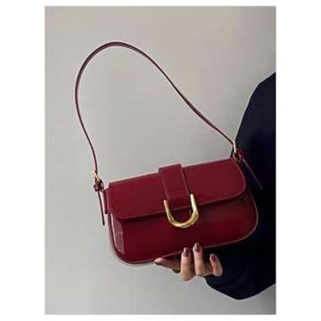 SweatyRocks Women's Vintage PU Leather Shoulder Bags Square Small Crossbody Purses Red One-Size