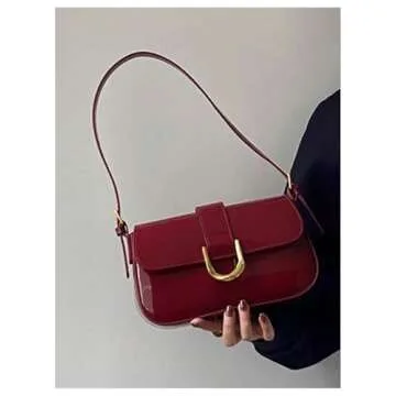 SweatyRocks Women's Vintage PU Leather Shoulder Bags Square Small Crossbody Purses Red One-Size