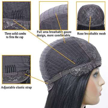 Freyja Hair Long Straight Cosplay Synthetic Wig with Bangs Wine Red Wigs Heat Resistant Hair Wig Machine Made for Women(24Inch, Wine Red)