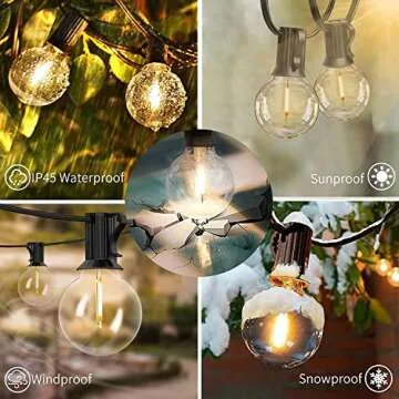 Svater Outdoor String Lights Waterproof 100 FT, LED Patio Lights Outside with 52 Shatterproof G40 Bulbs, Dimmable Hanging Globe Lighting for Bistro Backyard Cafe Market Porch, Warm White 2700K